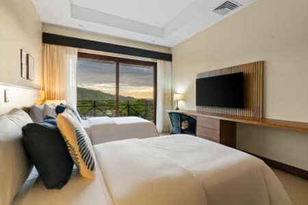 The twin beds can be converted to a King bed upon request.